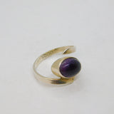 .800 Silver Cabochon Amethyst Wrap Around Studio Ring Vintage c1970 Size M