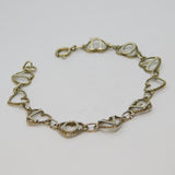 Sterling Silver "I LOVE YOU" Open Heart Link Bracelet Vintage 1973 Birmingham