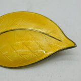 Aksel Holmsen Norwegian Sterling Silver & Yellow Enamel Leaf Brooch Antique