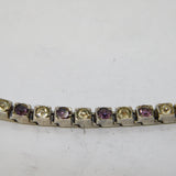 20th Century Sterling Silver & Pink-White Paste Set Tennis Bracelet Antique