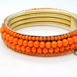 19th Century Austro-Hungarian Sterling Silver Gilt & Coral Cuff Bangle Antique