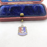 Sterling Silver and Enamel Southsea Travel Shield Charm Pendant Vintage c1970