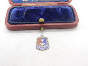 Sterling Silver and Enamel Southsea Travel Shield Charm Pendant Vintage c1970