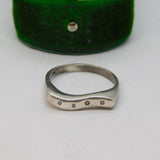 Sterling Silver Diamond Set Wavy Ring Vintage c1970 Size O 1/2