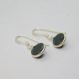 Pair of Sterling Silver Black Crystal Round Hook Drop Earrings Vintage c1970