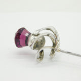 Charles Horner Sterling Silver & Amethyst Paste Thistle Hat Pin Antique Chester