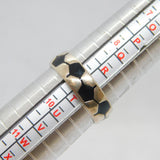 Sterling Silver Black Enamel Honeycomb Style Band Ring Vintage c1970 Size S 1/2