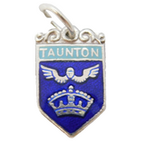 Sterling Silver Taunton Enamel Shield Charm Pendant Vintage c1970