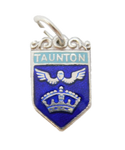 Sterling Silver Taunton Enamel Shield Charm Pendant Vintage c1970