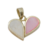 Sterling Silver Pink & White Shell Petal Design Pendant Vintage c1970