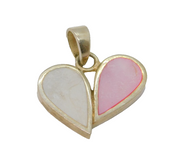 Sterling Silver Pink & White Shell Petal Design Pendant Vintage c1970