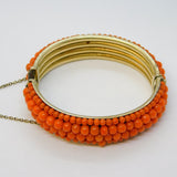 19th Century Austro-Hungarian Sterling Silver Gilt & Coral Cuff Bangle Antique