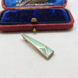 Sterling Silver and Green Mother of Pearl Pendant Vintage c1970