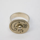 Studio Sterling Silver Spinning Crazy Face Ring Vintage c1970