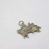 Sterling Silver Jersey Geographical Outline Souvenir Charm Pendant Vintage c1970
