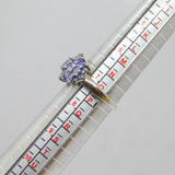 Sterling Silver 21 Stone Tanzanite Cluster Dress Ring Vintage c1970 Size O 1/2