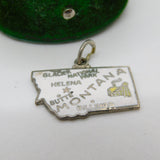 Sterling Silver Enamel Montana USA State Charm Pendant Vintage c1970