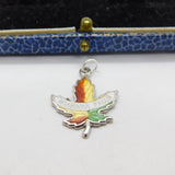 Sterling Silver and Enamel Maple Leaf 'Niagara Falls' Charm Pendant c1970