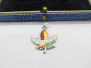 Sterling Silver and Enamel Maple Leaf 'Niagara Falls' Charm Pendant c1970
