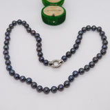 Sterling Silver Clasp & Simulated Tahitian Pearl Necklace Vintage c1990