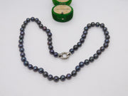 Sterling Silver Clasp & Simulated Tahitian Pearl Necklace Vintage c1990