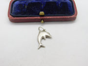 Sterling Silver Leaping Dolphin Charm Pendant Vintage c1970