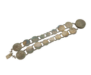 Victorian Sterling Silver Maudy Money Coin Bracelet Antique 1889