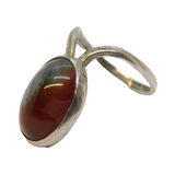 Studio Sterling Silver Cabochon Moss Agate Statement Ring Vintage c1980