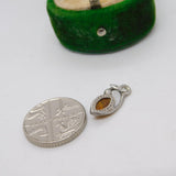 Sterling Silver Cabochon Amber Charm Pendant Vintage c1970