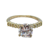 Sterling Silver Round Paste Solitaire Engagement Ring Vintage c1970 Size P