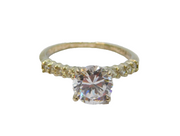 Sterling Silver Round Paste Solitaire Engagement Ring Vintage c1970 Size P