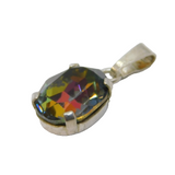 Sterling Silver Mystic Glass Set Drop Charm Pendant Vintage c1970s