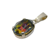 Sterling Silver Mystic Glass Set Drop Charm Pendant Vintage c1970s