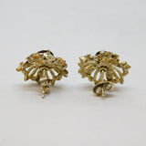 Pair of Sterling Silver Round Garnet Set Flower Stud Earrings Vintage c1970