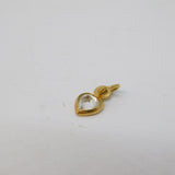 9ct Yellow Gold Small Paste Set Heart Drop Charm Vintage c1970