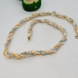 9ct Yellow Gold & Simulated Pearl Twisted Pattern Necklace Vintage c1980