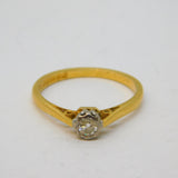 18ct Yellow Gold & 0.15ct Diamond Solitaire Ring Vintage 1973 Sheffield