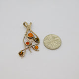 Sterling Silver Multi Baltic Amber Organic Shape Studio Pendant Modern c1990s