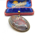Sterling Silver Painted Regency Child Brooch Antique c1940 Art Deco
