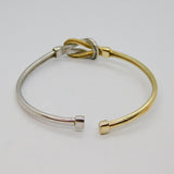 Sterling Silver & Gilt Two-Tone Infinity Knot Cuff Bangle Bracelet Modern c2000s