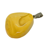 Sterling Silver Mounted Baltic Amber Drop Pendant Antique c1920s Art Deco
