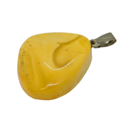Sterling Silver Mounted Baltic Amber Drop Pendant Antique c1920s Art Deco