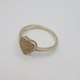Sterling Silver Pave CZ Heart Dress Ring Vintage c1970 Size M