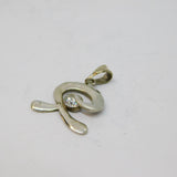 Sterling Silver Modernist Paste Set Swirl Design Charm Pendant Vintage c1970