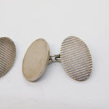 Mid-Century Pair of Sterling Silver Lined Pattern Cufflinks Vintage Birmingham