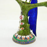 20th Century Indian Silver & Colourful Enamel Peacock Throne Ornament Antique