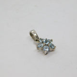 Sterling Silver Light Blue Topaz Simplistic Flower Charm Pendant Vintage c1970s