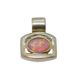 Sterling Silver Opal Set Modernist Charm Pendant Vintage c1970