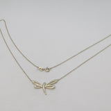 Sterling Silver Dragonfly Pendant Necklace Vintage c1980