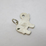 TLM Sterling Silver Black Enamel Elephant Lucky Charm Pendant Antique c1930